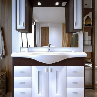 Зеркальный шкаф с подсветкой Бриклаер Бали 4627125411809 120 см венге/белый